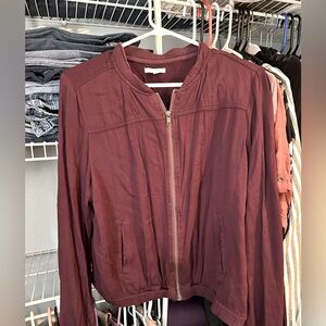 Maurices twill bomber jacket 
Size L
Maroon/plum color 
Like-new condition